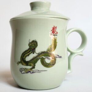 RARE TEAOPIA Fine Porcelain Tea Mug DRAGON Green Tea